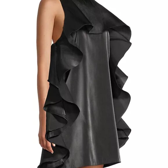 One33 Social Ruffle Shiny Chiffon Halter Minidress - Picture 3 of 6